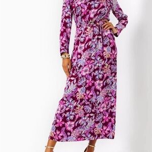 New - Lilly Pulitzer Leolynn Long Sleeve Maxi Amarena Cherry Tropical w/ a Twist